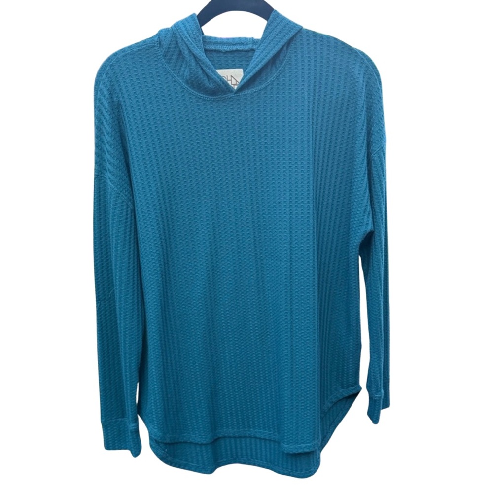 Chaser Teal Waffle-Knit Pullover‎ Hoodie – Size M